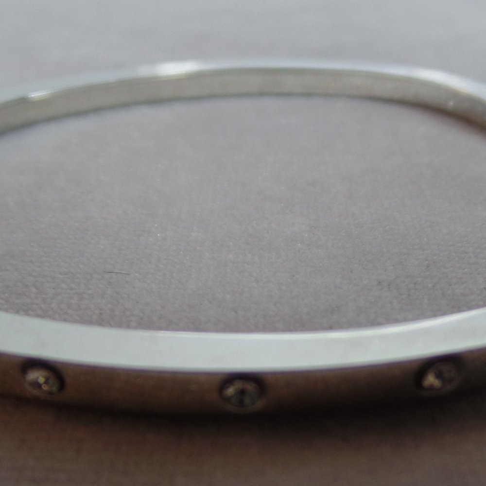 Silvertone Bracelet CZ Clip Clasp Hinged - Picture 9 of 10